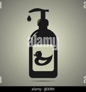 Liquid soap icon in flat style with black and white colors Stock Vector