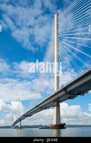 View of new Queensferry Crossing bridge spanning River Forth in Scotland, United Kingdom Stock Photo