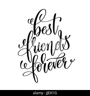 best friends forever black and white handwritten lettering Stock Vector