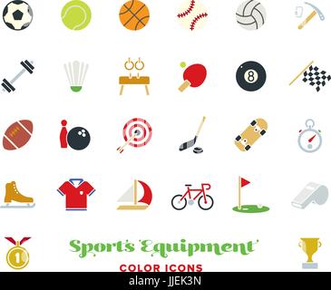 Collection of 25 sports and gymnastics color vector icons on white background Stock Vector