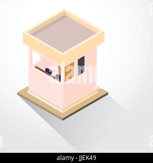 Flat 3d Isometric Security Lodge, guard room, isometric for graphic template - 3D vector illustration. Stock Vector