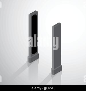 Flat 3d Isometric Walk through detector machine, isometric for graphic template - 3D vector illustration. Stock Vector