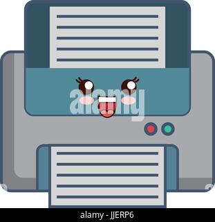 kawaii printer icon over white background vector illustration Stock Vector