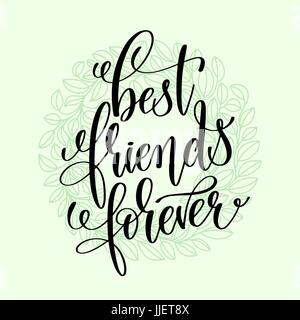 best friends forever handwritten lettering positive quote Stock Vector