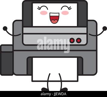 kawaii printer icon over white background vector illustration Stock Vector