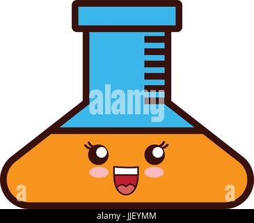 kawaii chemical flask icon over white background vector illustration Stock Vector