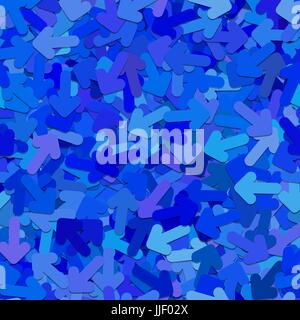 Abstract seamless random arrow background pattern - vector illustration from rotated rounded arrows in blue tones Stock Vector
