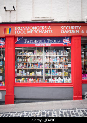 Thorns Ironmongers shop in Norwich Norfolk UK showing products on display in the shop window Stock Photo