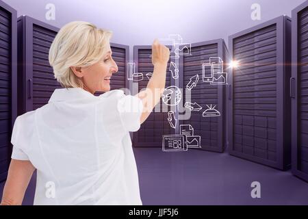 Digital composite of model drawing in server room Stock Photo