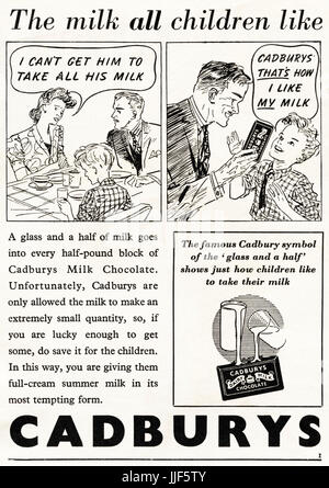 Cadbury S Dairy Milk Chocolate Vintage Advert Stock Photo Alamy