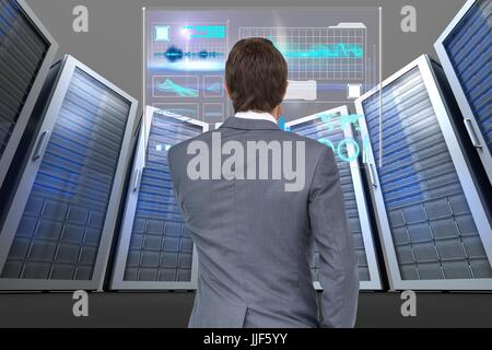 Digital composite of data center with model 14 Stock Photo