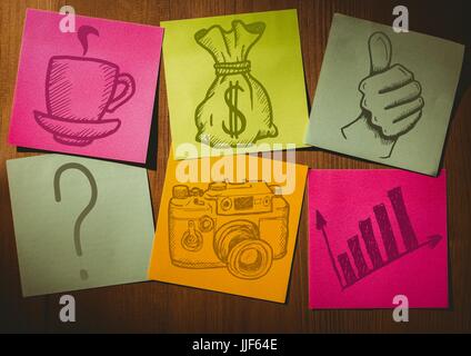 Digital composite of Doodles against differently coloure Stock Photo