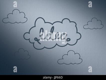 Digital composite of Navy background with idea doodle Stock Photo