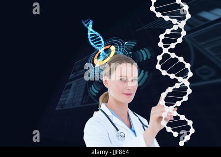 Digital composite of Medical models with DNA graphics Stock Photo