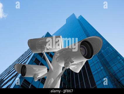 Digital composite of CCTV control building Stock Photo