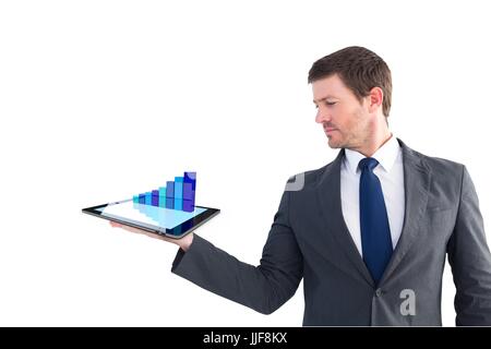Digital composite of model  holding tablet with graph Stock Photo