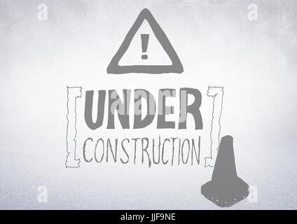 Digital composite of White wall with construction doodle Stock Photo