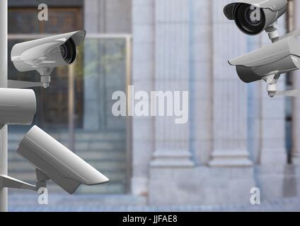 Digital composite of a lot of cctv looking after the judge Stock Photo
