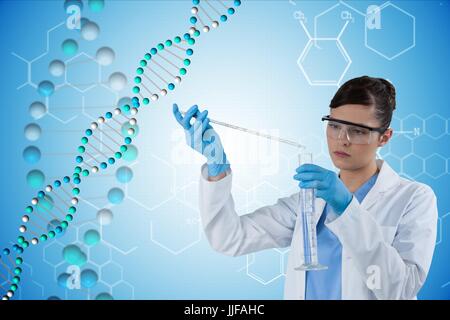 Digital composite of Medical model with DNA graphic Stock Photo