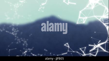 Digital composite of White network against blurry mountain Stock Photo