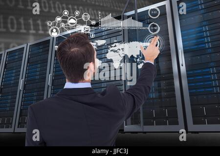 Digital composite of data center with model Stock Photo