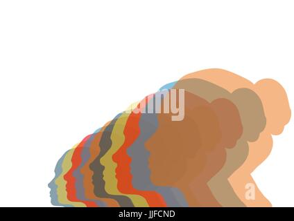Digital composite of woman silhouettes in different colors. Stock Photo