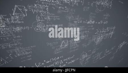 Digital composite of White math doodles and grey background Stock Photo