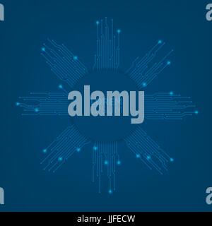 High tech circuit board with sparkle ligths over blue background with place for your text Stock Vector