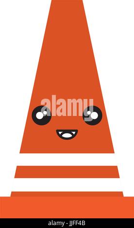 construction cone kawaii character vector illustration design Stock Vector