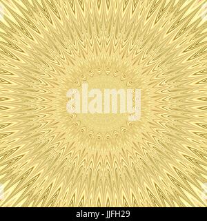 Yellow mandala sun explosion fractal background - circular vector pattern design from curved stars Stock Vector