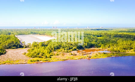 Aerial view on intercoastal waterway in Little River of South Carolina ...