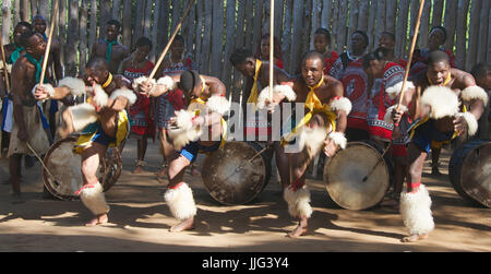 Four men performing traditional dance Mantenga Cultural Village ...