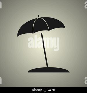umbrella icon in black and white style, flat design Stock Vector
