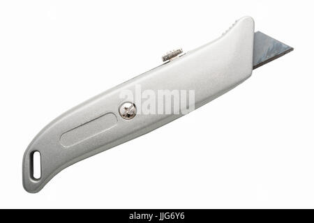 A stanley knife with retractable blade on a white background Stock Photo