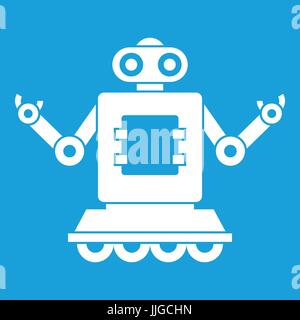 Cyborg on wheels icon white Stock Vector