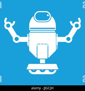 Robot on wheels icon white Stock Vector