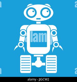 Robot on wheels icon white Stock Vector