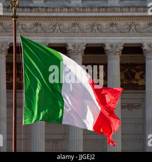 Square close up of the Italian flag at fullmast. Stock Photo