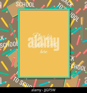 Back to school banner concept. Template for welcome poster with frame for text. Stock Vector