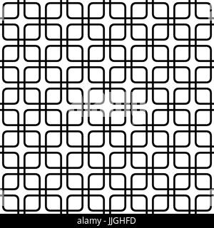 Seamless abstract monochrome grid pattern - vector background graphic from rounded squares Stock Vector