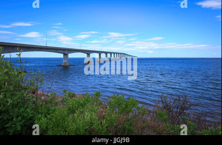 World's longest bridge in Confederation Bridge between New Brunswick and Prince Edward Island, Canada Stock Photo