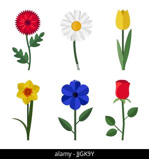 Flowers flat icons Stock Vector
