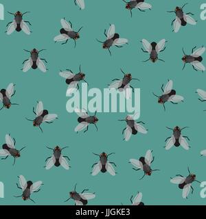 Seamless pattern with flies Stock Vector