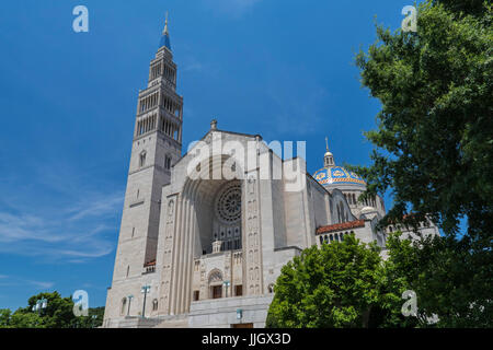 Washington, DC - The Basilica of the National Shrine of the Immaculate Conception. It is the largest Roman Catholic church in North America. Stock Photo