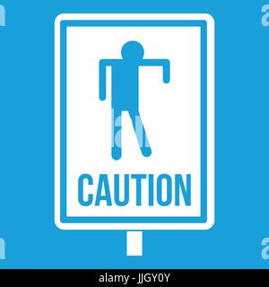 Zombie road sign icon white Stock Vector