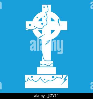 Irish celtic cross icon white Stock Vector