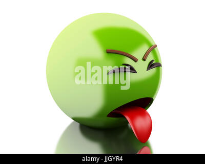 3d illustration. Sick emoticon with tongue out. Isolated white background Stock Photo