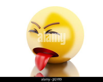 3d illustration. Sick emoticon with tongue out. Isolated white background Stock Photo