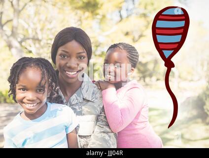 Smiling american family in the garden Stock Photo