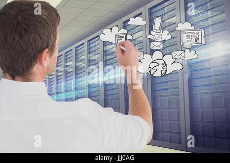 model drawing in 3d in server room Stock Photo